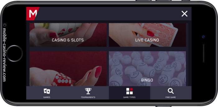 Mobile Casino Review - Maria Casino - Mobile Lobby - Horizontal Mode