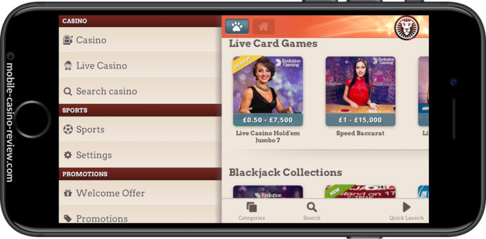 Mobile Casino Review - Leo Vegas - Mobile Navigation Menu
