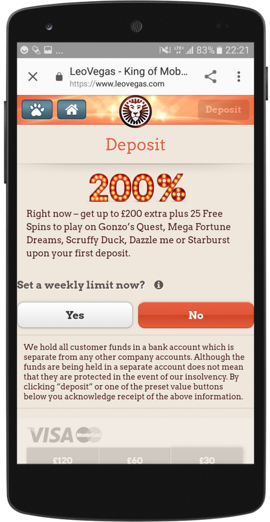 Leo Vegas Mobile Casino - Welcome Bonus Offer