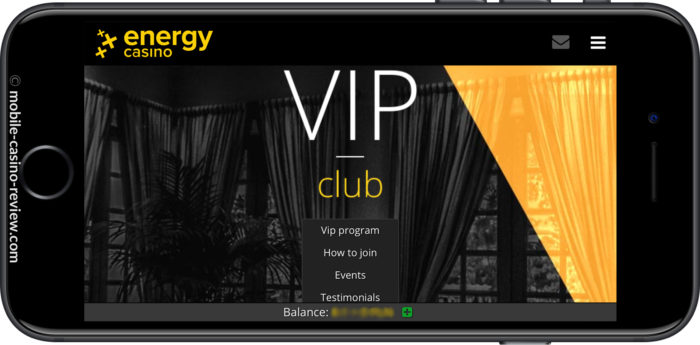 Mobile Casino Review - EnergyCasino - VIP Club