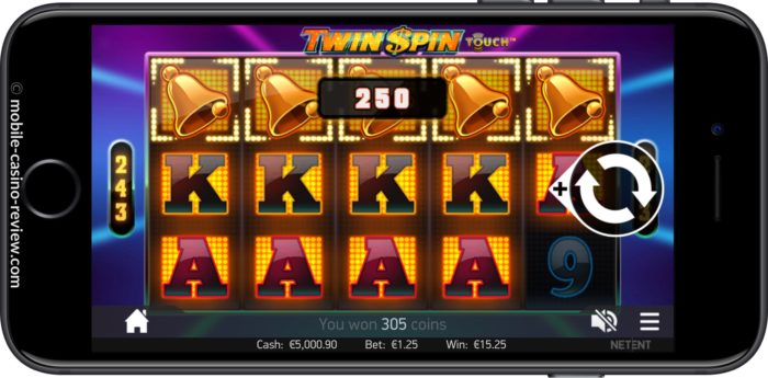 Twin Spin Slot - Mobile Version Horizontal - Big Win Four Reels