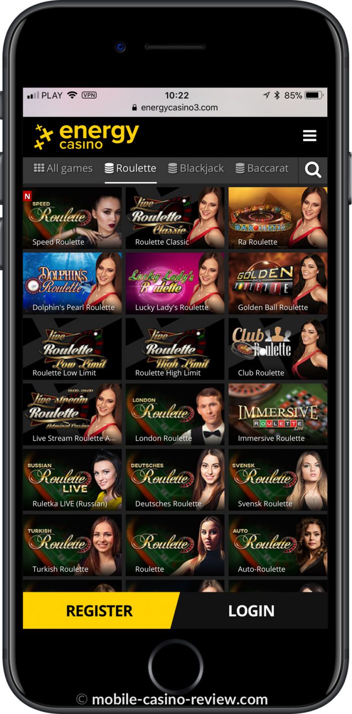Mobile Roulette at Energy Casino