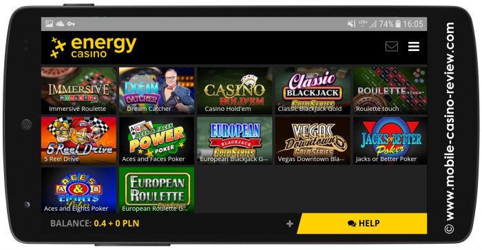 Mobile Roulette at Casino Energy - The Lobby