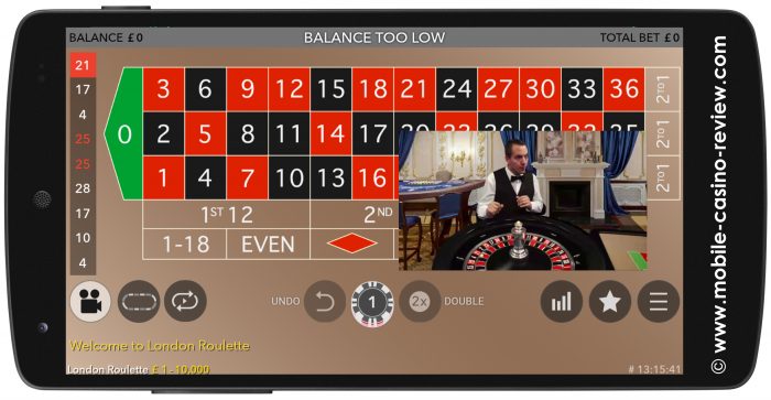 Live Mobile Roulette at Casino Royal Panda