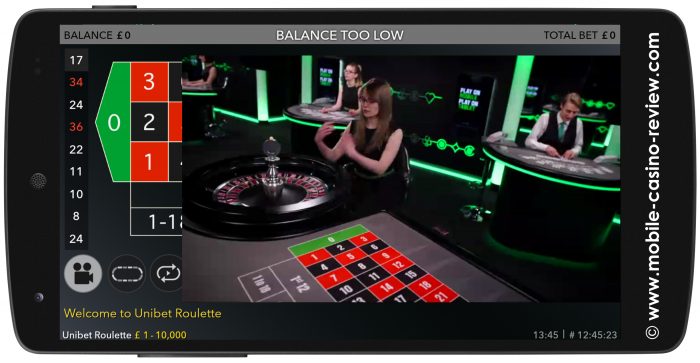 Mobile Roulette at Unibet Casino