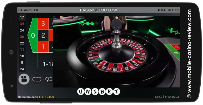 Mobile Roulette at Unibet Casino